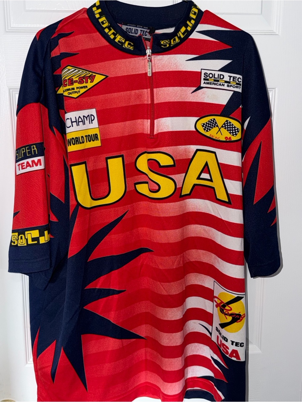 Solid USA Red & Navy Men’s Cycling Jersey